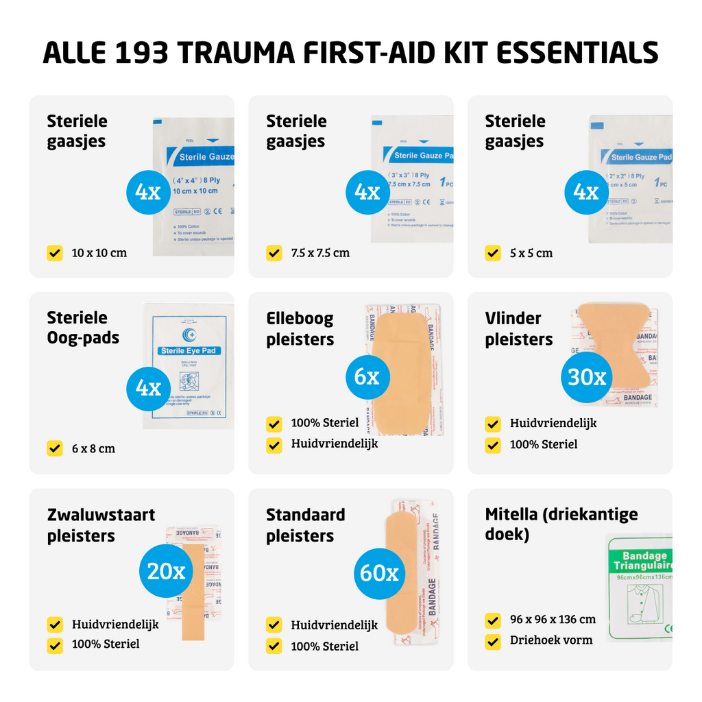 Forturus® Proline Trauma EHBO Kit 193-delig (+ boekje)