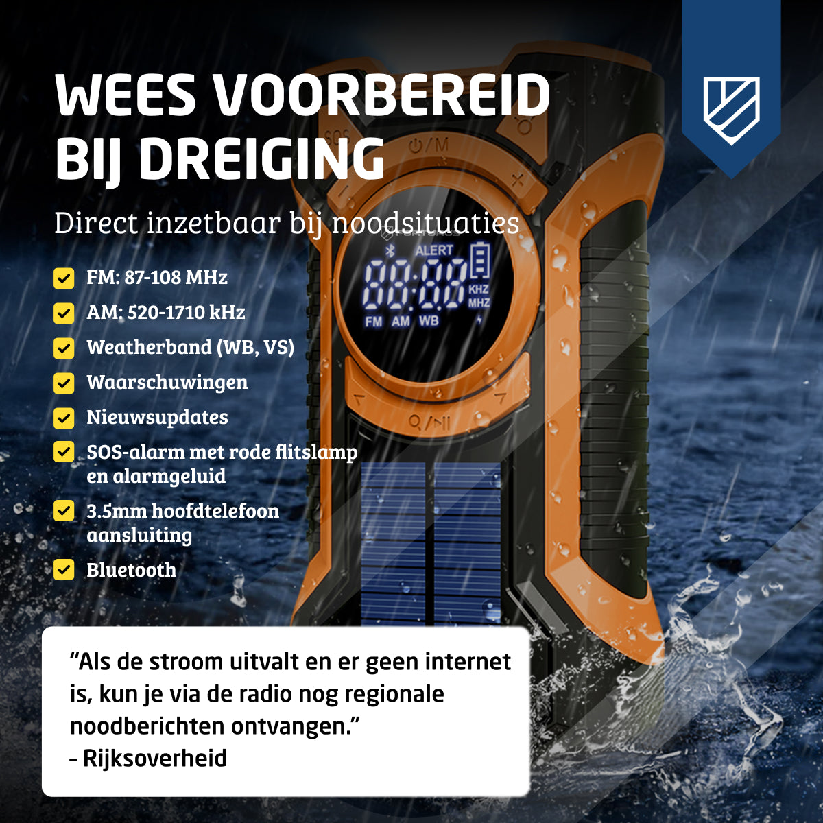 Solar Noodradio opwindbaar